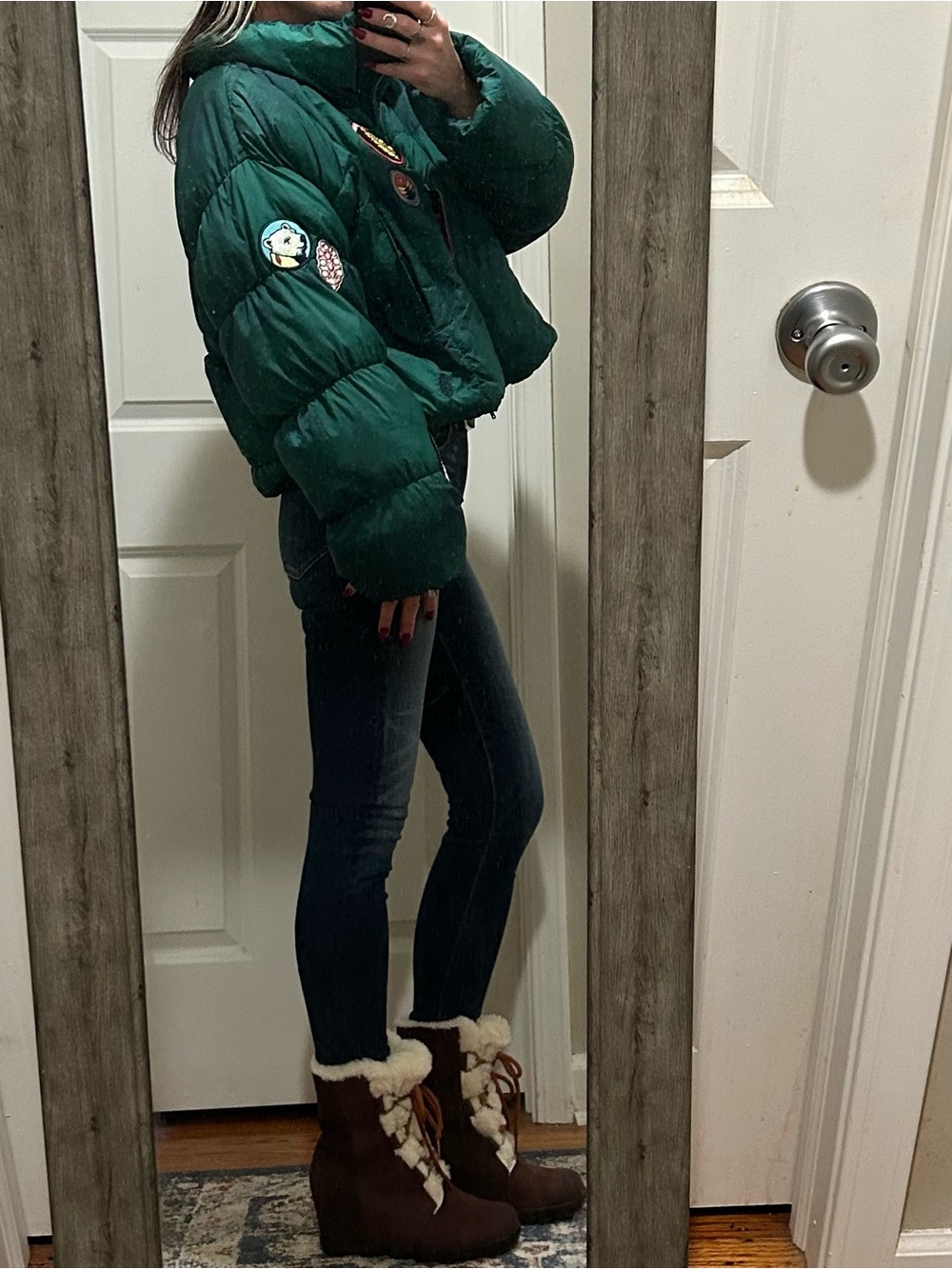 New RARE Free People Movement In A Bubble Patch Puffer Jacket in Evergreen - Picture 8 of 16